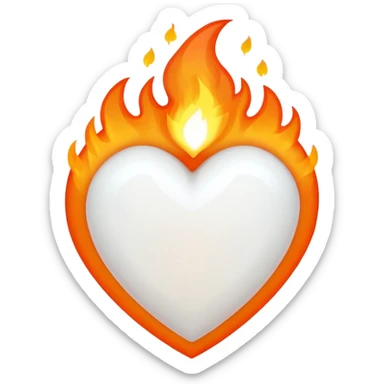 The heart is white and there is fire all around sticker