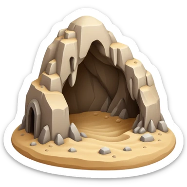 generate realistic detailed cave in 3d style with sand  sticker