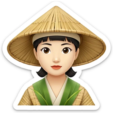 ​Cinematic Realistic Traditional Vietnamese Nón Lá, depicted as a delicately crafted conical hat made of bamboo and palm leaves with subtle texture and natural wear, evoking authentic cultural heritage, please show the hat only sticker