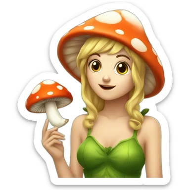 cute mushroom fairy smoking herbs sticker