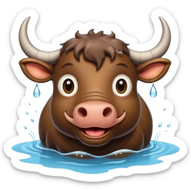 A funny water buffalo in the water  sticker