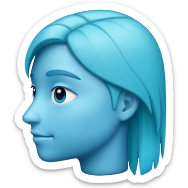 A profile imogi that is blue and aqua color and with lot of texxture sticker