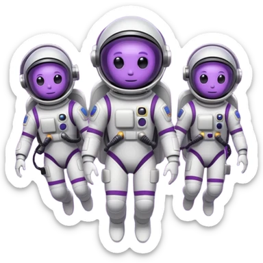 Purple alien floating with jetpack, white Astronauts sticker
