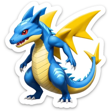 Salandit-Zeraora-Veemon-Sharpedo-Garchomp-Ampharos-fusion sticker