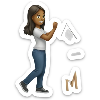 A girl installing a yard sign  sticker