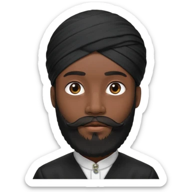 Make me an emoji of a man wearing a black turban and a beard. sticker