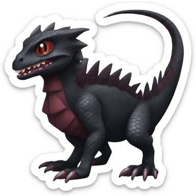 cool edgy black and maroon Dark-type nargacuga reptile Pokémon full body sticker