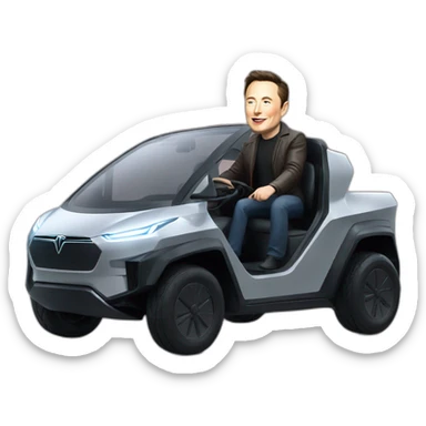 Elon musk riding in a Tesla cyber truck  sticker
