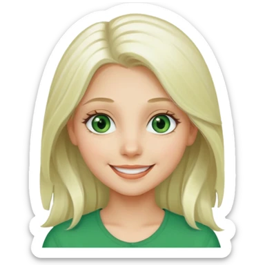 Long platinum blonde hair girl with green eyes  sticker