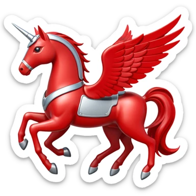 Mobil red Pegasus with white outline sticker