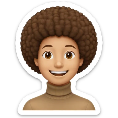 Standard smiley emoji with a small fro and turtleneck sticker