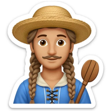 venice gondolier with long braided hair, iconic hat  sticker