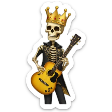 Soolking brook ;affro cut ;guitar;golden crown ;skeletal face sticker