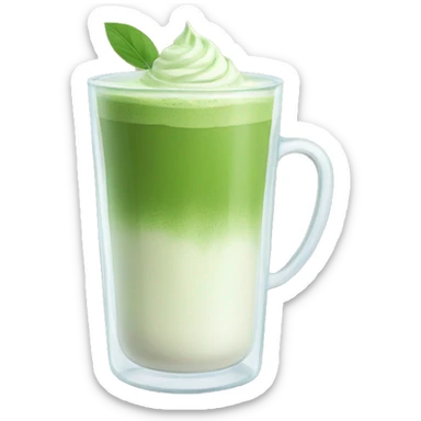 Matcha latte in glass cup sticker