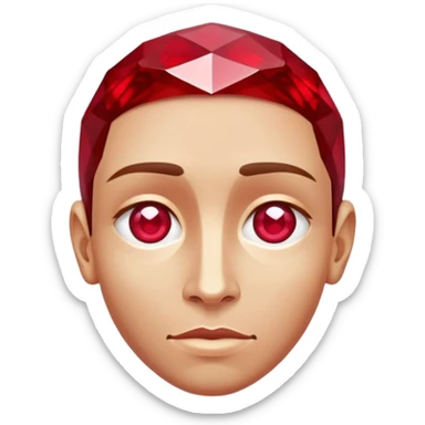 mind-blown face with a ruby gemstone floating above the head sticker