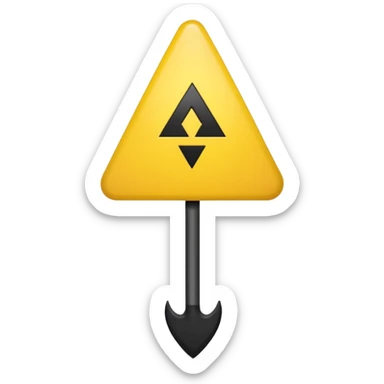 Hace una imagen con un triángulo amarillo y que adentro tenga una flecha apuntando a la izquierda que la flecha este adentro y que sea negra sticker