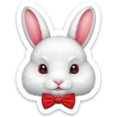 Cute white bunny wearing red bow tie sticker
