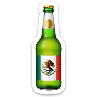 Beer bottle with lime wedge and Mexican flag colors sticker