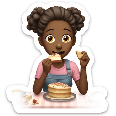 girl eating cake like an animal  sticker