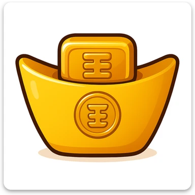 Chinese Yuanbao, which item is a gold ingot used as currency in imperial China, emoji style sticker