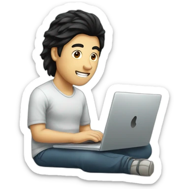 asia-man-black-hair-on-glass-with-laptop sticker