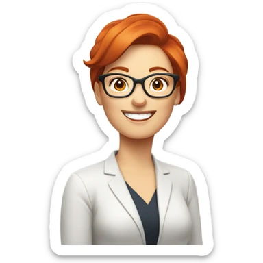 red hair woman nutritionist wearing glasses having an idea for monitor charts sticker
