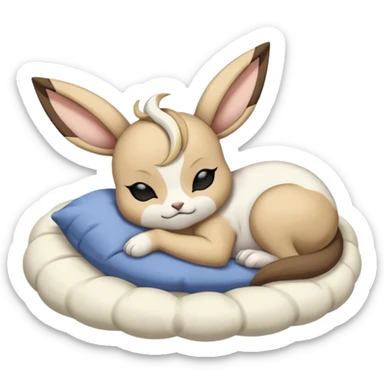 Animalistic tired sleeping snoozing snoring kawaii chibi sleepy happy glad somber mongral Meloetta-Absol-Eevee-Gatomon-hybrid-fusion-animal sticker