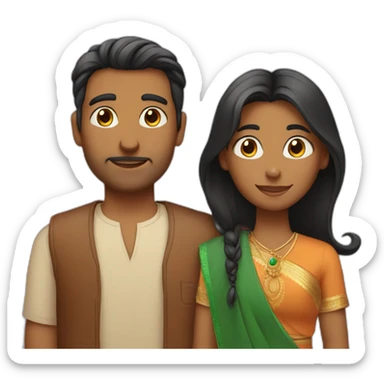 indian family with one dad straight hair and one son straight hair sticker