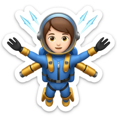 Erstelle mir einen Fallschirmspringer im emoji style mit einem Motor hinten dran  sticker