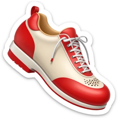 3D Apple-style emoji of a shoe with a foot inside, stepping and showing a clear shoe print below. and leg







 sticker
