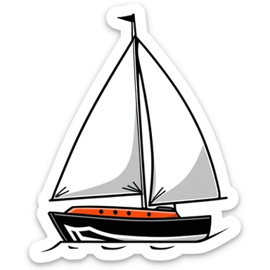 sailboat hull with rudder but no sails attached sticker