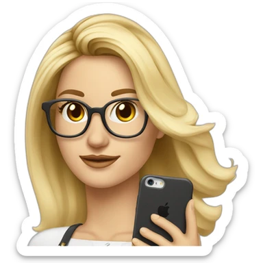 Blonde Frau Schulterlange Balayage mit Brille und smartphone sticker