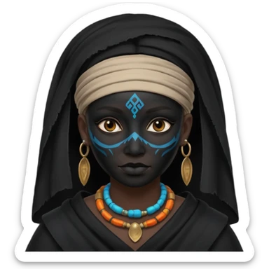 shaman woman in black clothes black face cover cloth sticker