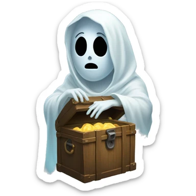 female ghost with a chest sticker