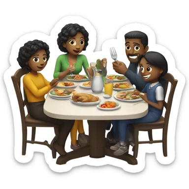Family eating dinner at a table sticker