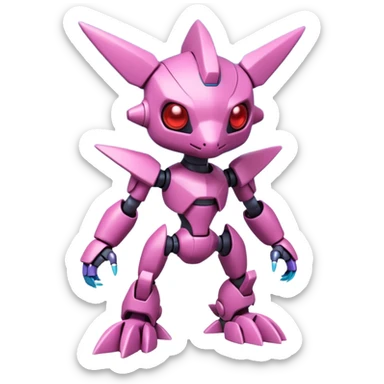 A 3D CGI model of a randomly-colored edgy kawaii Fakémon-Pokémon-Digimon-Spectrobe-Medabot-creature (full body) sticker