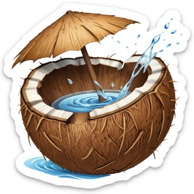 a coconut, with water splashing on it sticker