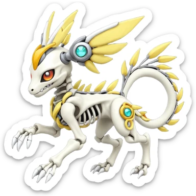 Digitigrade Cool Badass Skeletal Meloetta-Wargreymon-Renamon-Guilmon-Pokémon-Digimon-Fakémon-fusion-hybrid-creature sticker