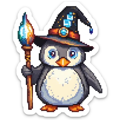 penguin wizard with magical powers sticker