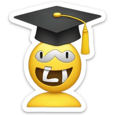 yellow emoji with mortarboard on its head sticker