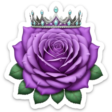 Purple rose flower, silver circle plaque, silver tiara sticker