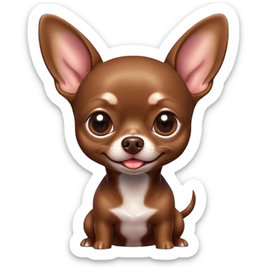 Cinematic Comical Chocolate Short Haired Chihuahua Portrait Emoji, Head tilted dramatically with an exaggeratedly shocked or offended expression, short chocolate fur with a rich, glossy finish, wide, expressive dark eyes filled with exaggerated disbelief, Simplified yet hilariously expressive features, highly detailed, glowing with a slightly sassy glow, high shine, dramatic yet playful, stylized with an air of attitude, bright and endearing, soft glowing outline, capturing the essence of a sassy and over-the-top pup, so meme-worthy it feels like it could side-eye its way into internet fame instantly! sticker