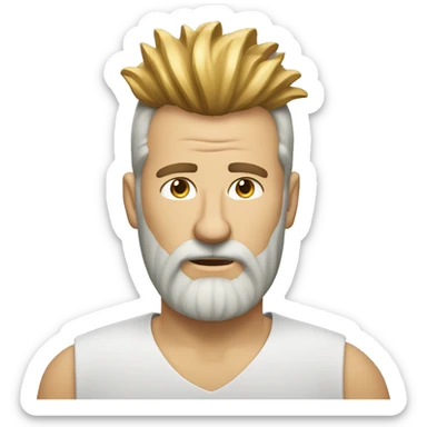 European, golden Mohawk hairstyle, beard, man, middle-aged. sticker