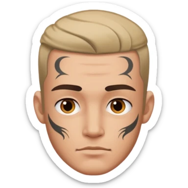 where peace out in his forehead sticker