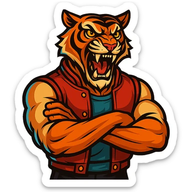 Make the tiger mask more detailed, keeping the original style, with no background sticker