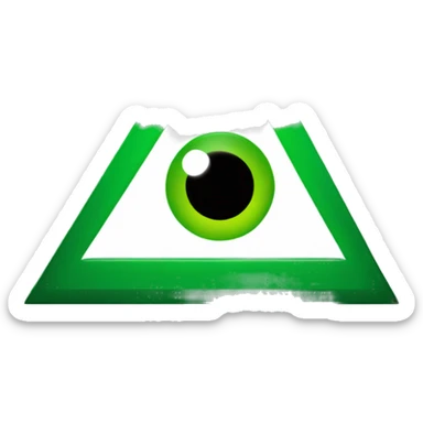 triangulo verde con un ojo en medio sticker