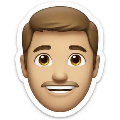 A smiling blue-eyed man with brown hair lightly unshaven sticker