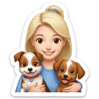 young woman with a cute dog, friends sticker