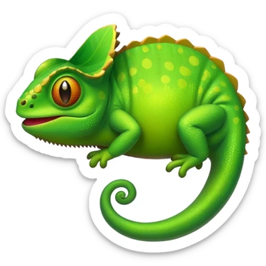 green chameleon looking at me, make it look like an emoji and standalone, with no branch sticker