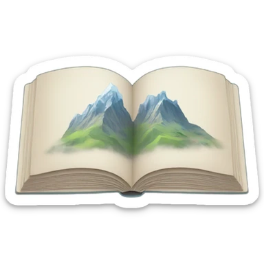 Open book with mountains inside sticker